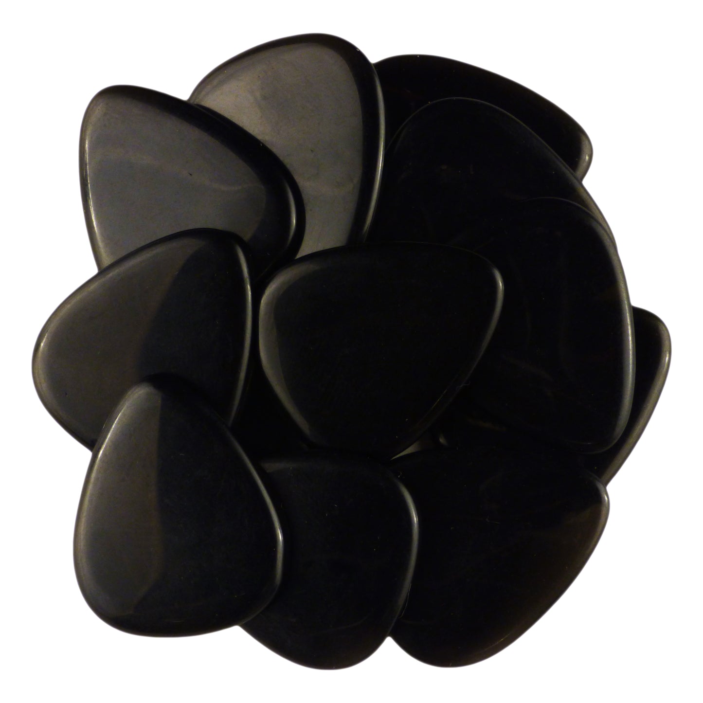 Black Obsidian Volcanic Glass Stone Guitar Pick - 3.0 mm Ultra Heavy Gauge - 351 Shape - Specialty Handmade Exotic Plectrum