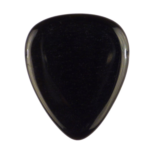 Black Obsidian Volcanic Glass Stone Guitar Pick - 3.0 mm Ultra Heavy Gauge - 351 Shape - Specialty Handmade Exotic Plectrum