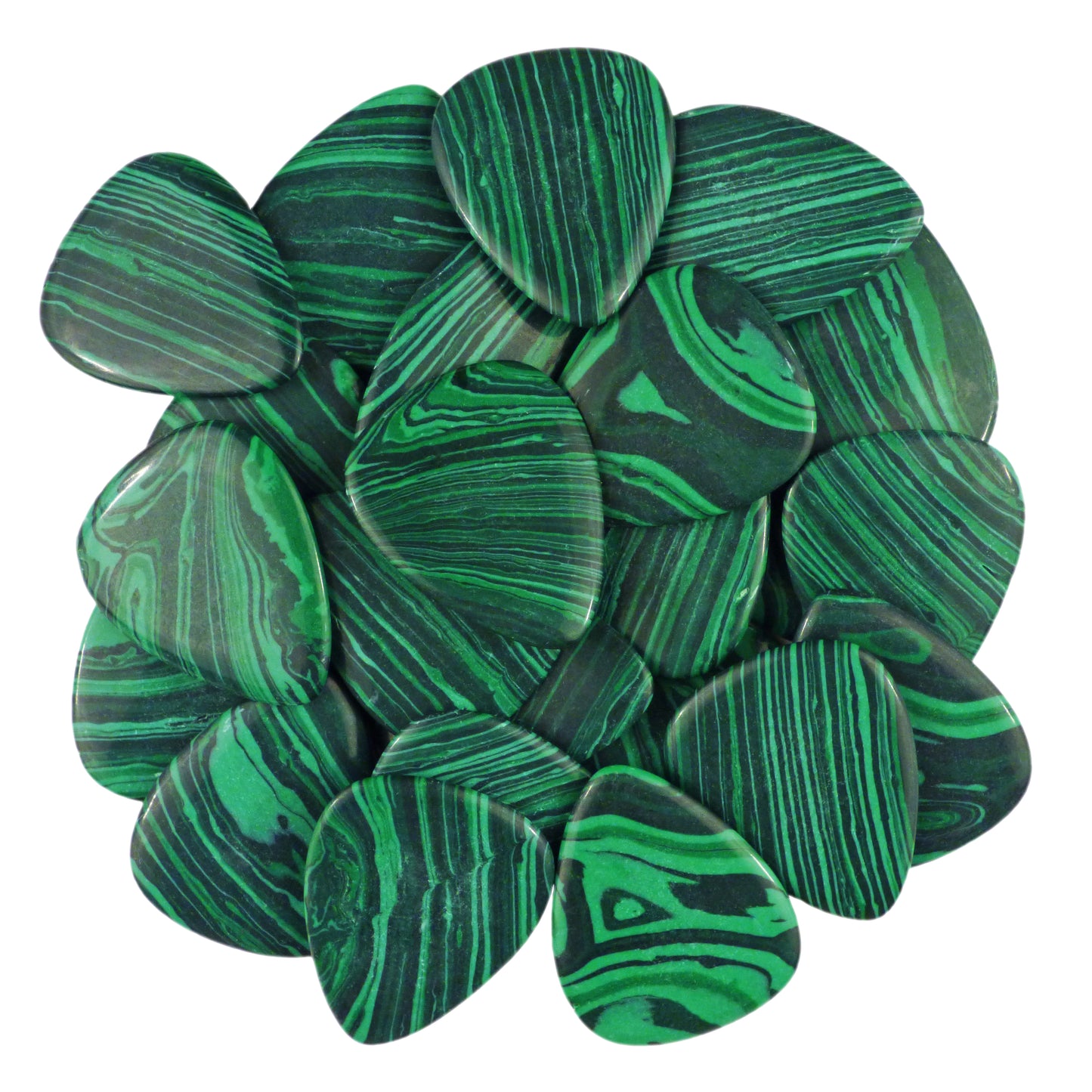 Green Malachite Stone Guitar Or Bass Pick - 3.0 mm Ultra Heavy Gauge - 351 Shape - Specialty Handmade Exotic Plectrum