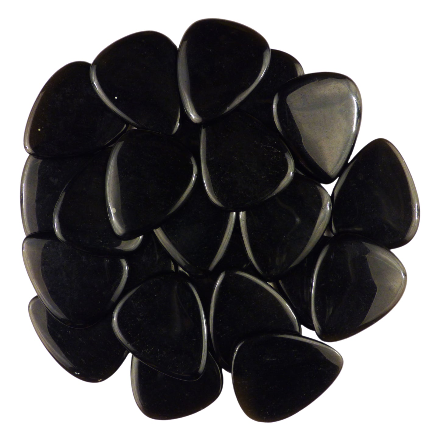 Black Obsidian Volcanic Glass Stone Guitar Pick - 3.0 mm Ultra Heavy Gauge - 351 Shape - Specialty Handmade Exotic Plectrum