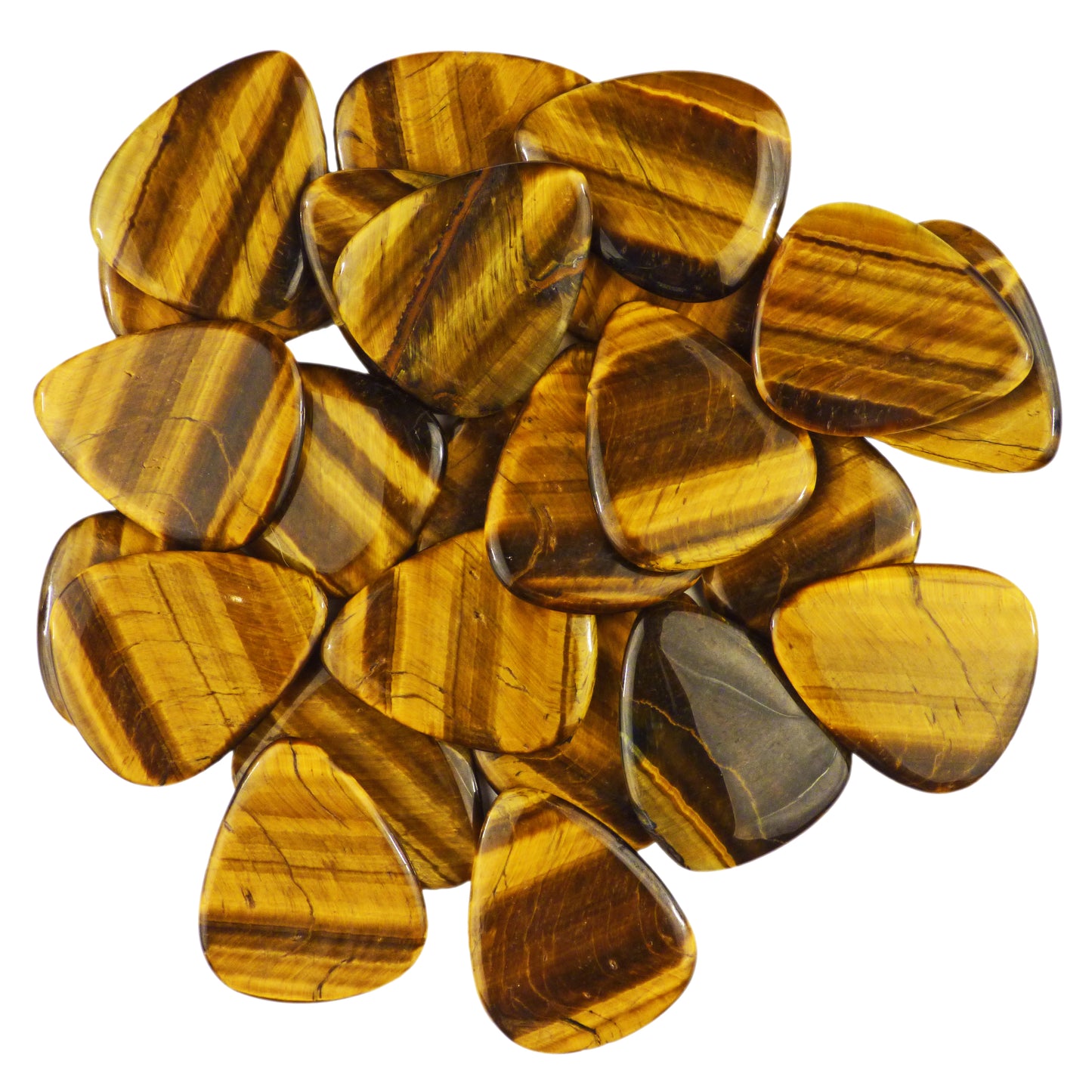 Yellow Tiger's Eye Stone Guitar Or Bass Pick - 3.0 mm Ultra Heavy Gauge - 351 Shape - Specialty Handmade Gemstone Exotic Plectrum