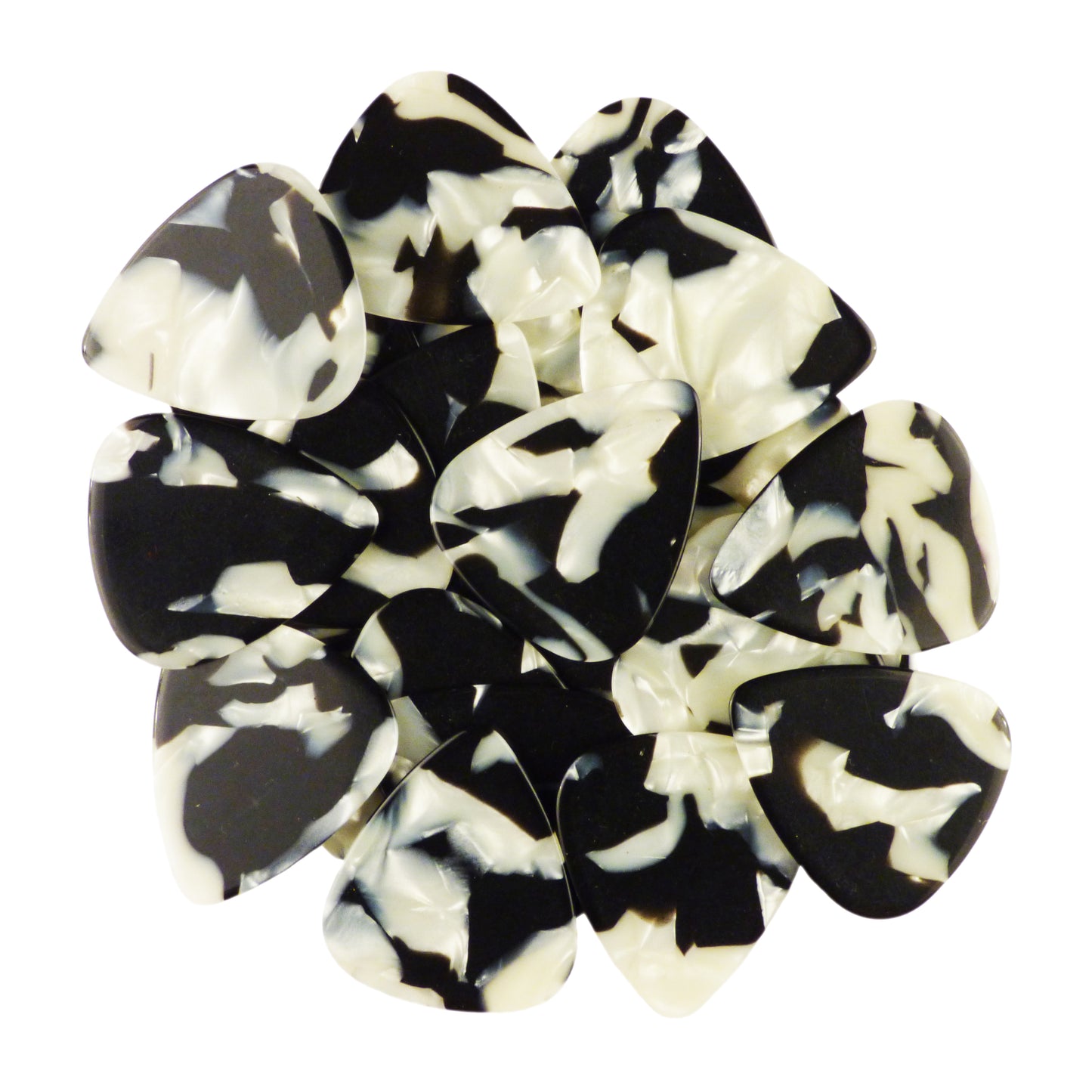 Celluloid Black & White Pearl Guitar Or Bass Pick - 0.71 mm Medium Gauge - 351 Shape