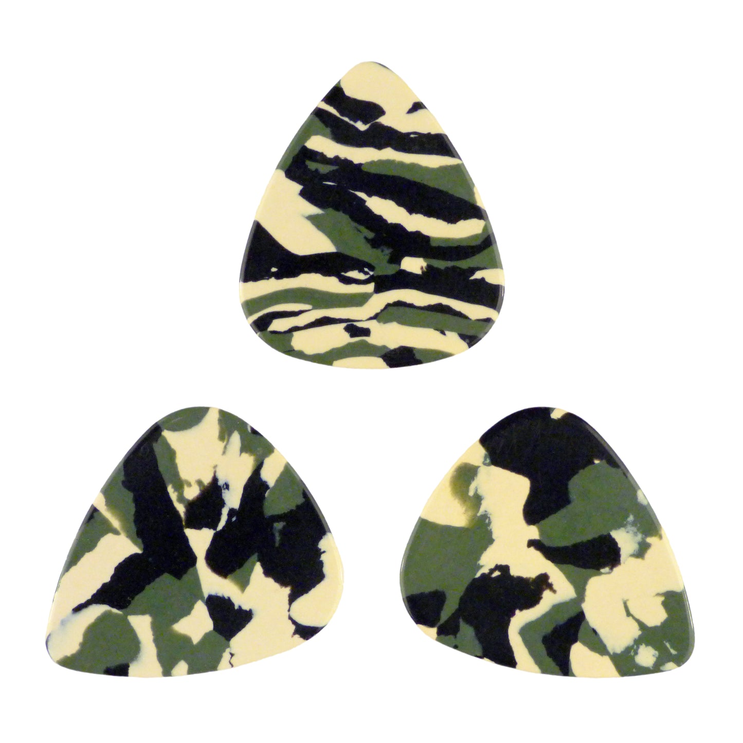 Celluloid Woodland Camouflage Guitar Or Bass Pick - 0.46 mm Light Gauge - 351 Shape