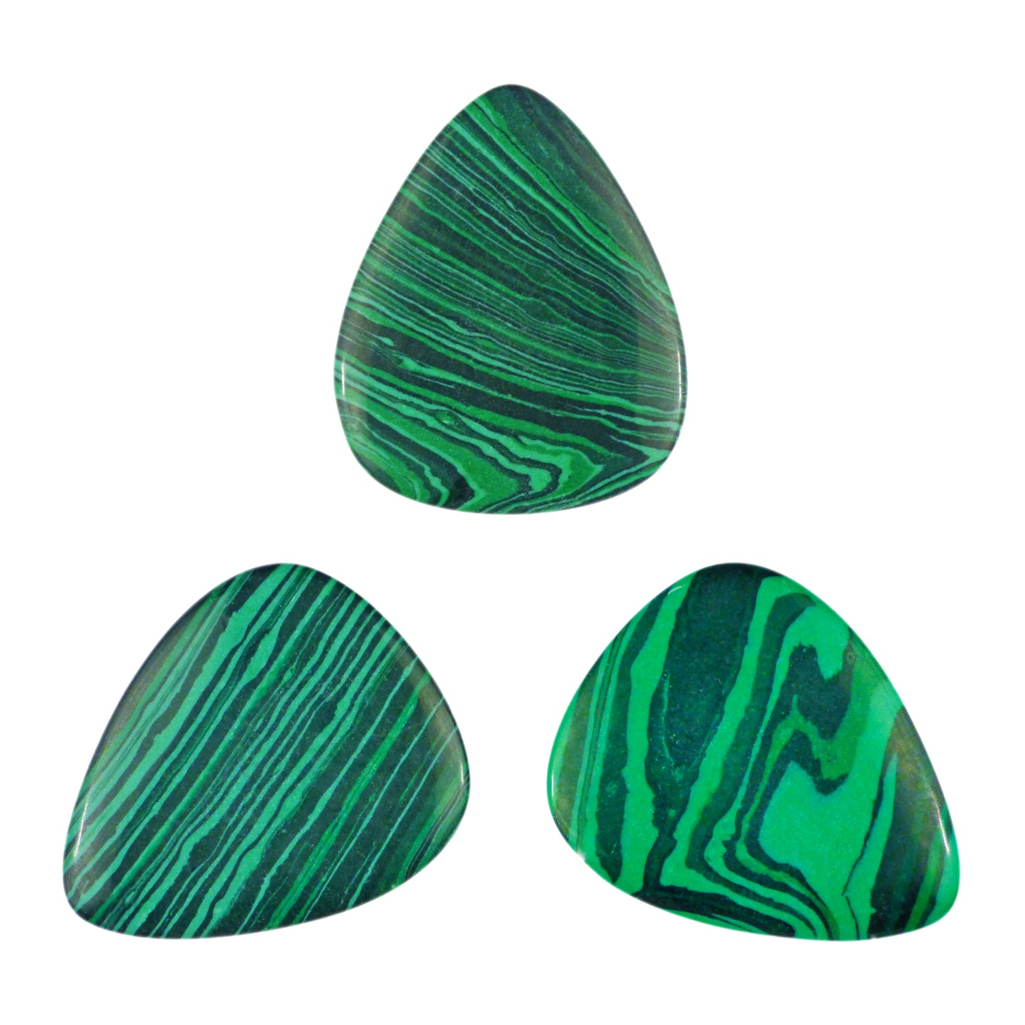 Green Malachite Stone Guitar Or Bass Pick - 3.0 mm Ultra Heavy Gauge - 351 Shape - Specialty Handmade Exotic Plectrum