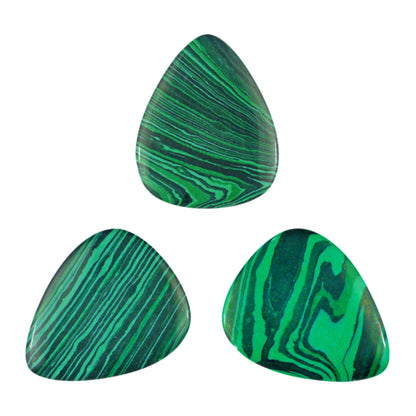 Green Malachite Stone Guitar Or Bass Pick - 3.0 mm Ultra Heavy Gauge - 351 Shape - Specialty Handmade Exotic Plectrum