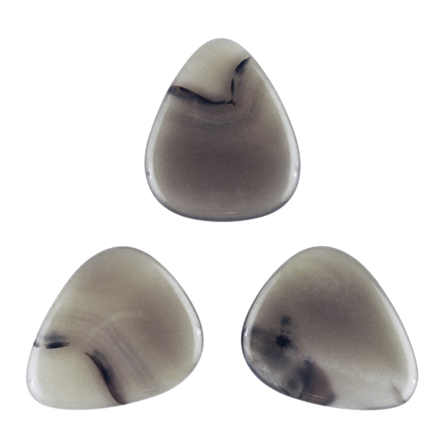 Grey Agate Stone Guitar Or Bass Pick - 3.0 mm Ultra Heavy Gauge - 351 Shape - Specialty Handmade Gemstone Exotic Plectrum