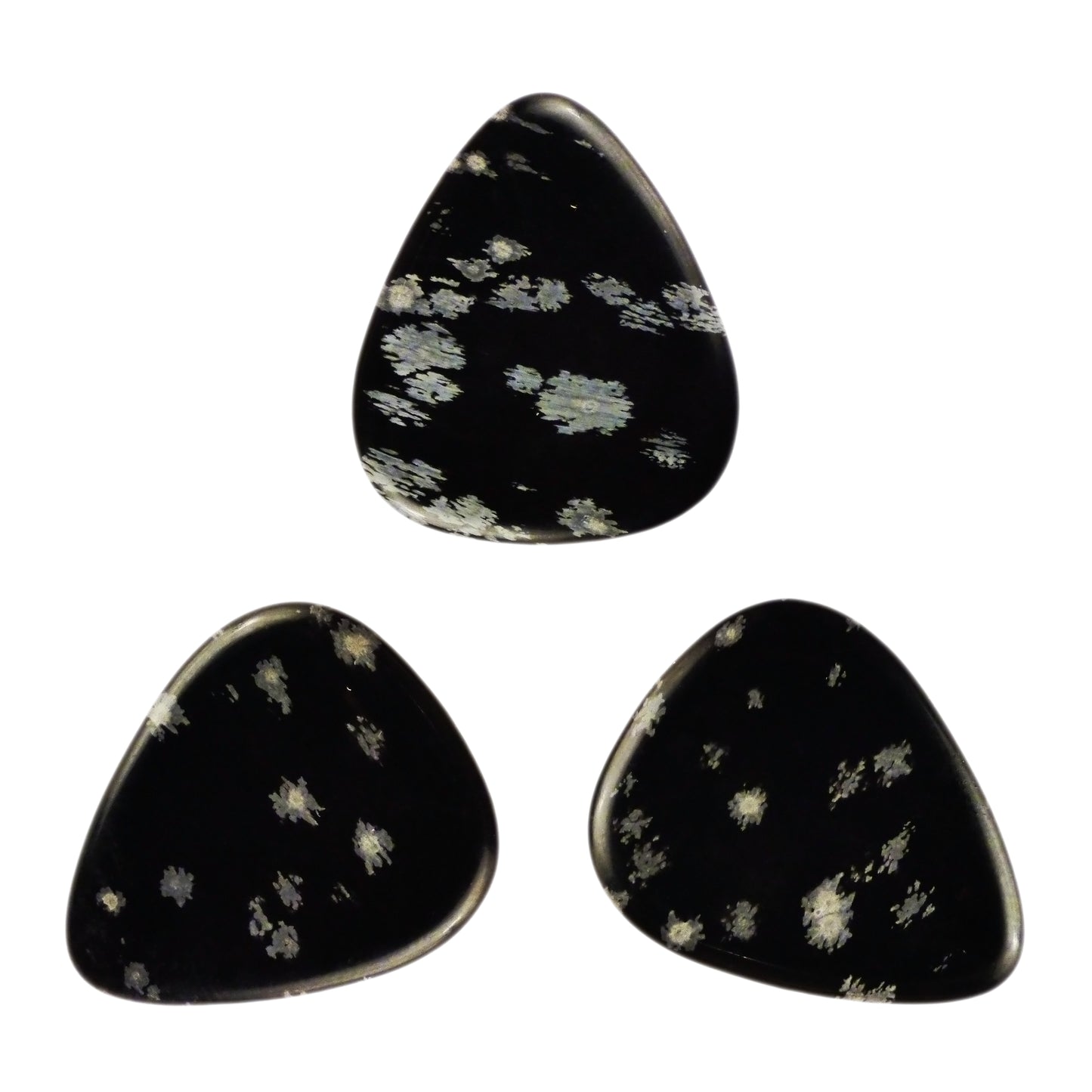 Snowflake Obsidian Volcanic Glass Stone Guitar Pick - 3.0 mm Ultra Heavy Gauge - 351 Shape - Specialty Handmade Exotic Gemstone Plectrum