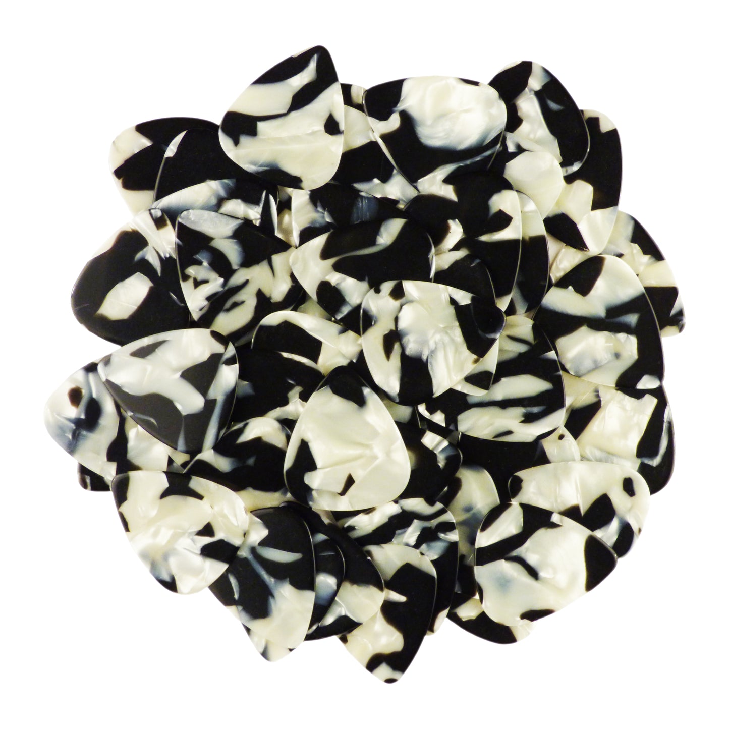 Celluloid Black & White Pearl Guitar Or Bass Pick - 0.71 mm Medium Gauge - 351 Shape