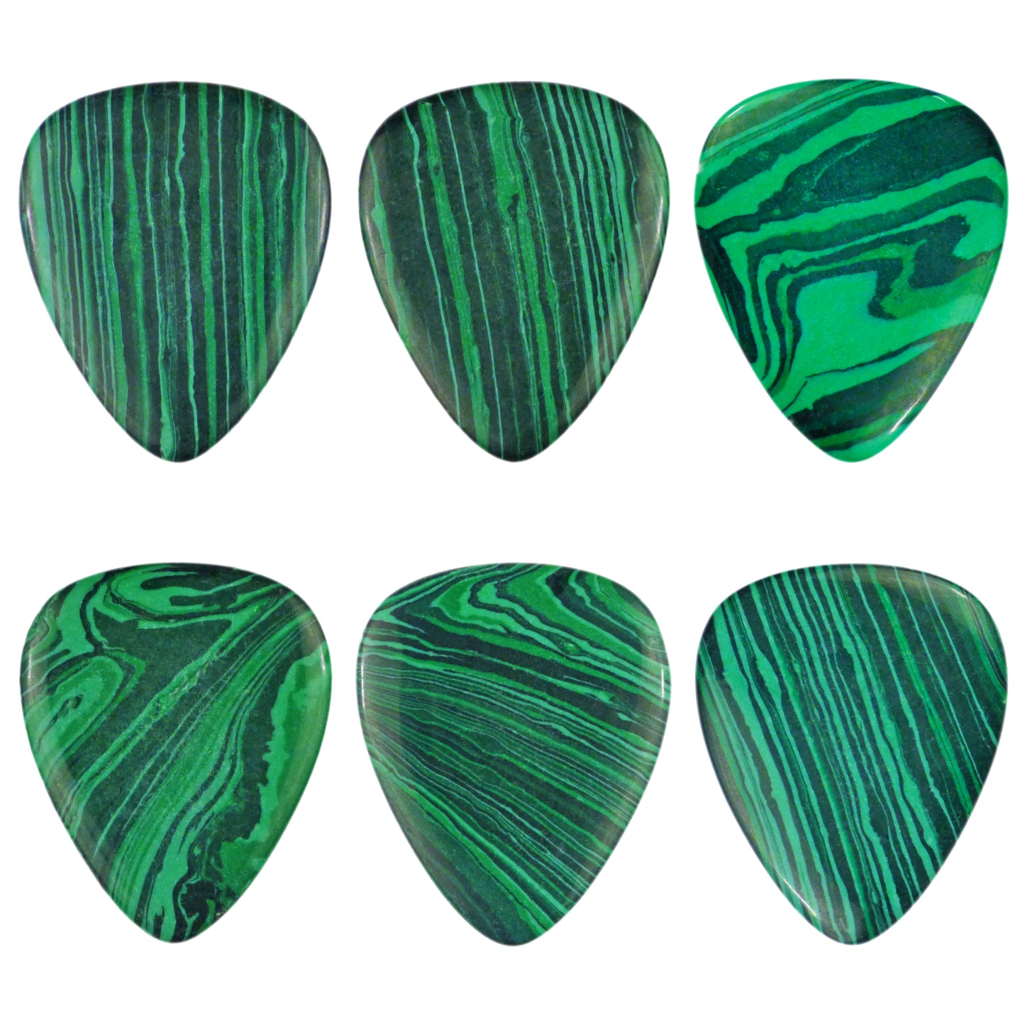 Green Malachite Stone Guitar Or Bass Pick - 3.0 mm Ultra Heavy Gauge - 351 Shape - Specialty Handmade Exotic Plectrum