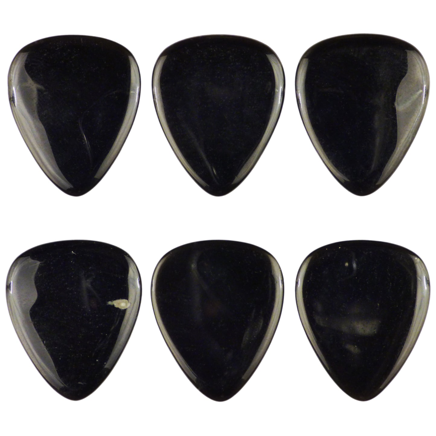 Black Obsidian Volcanic Glass Stone Guitar Pick - 3.0 mm Ultra Heavy Gauge - 351 Shape - Specialty Handmade Exotic Plectrum