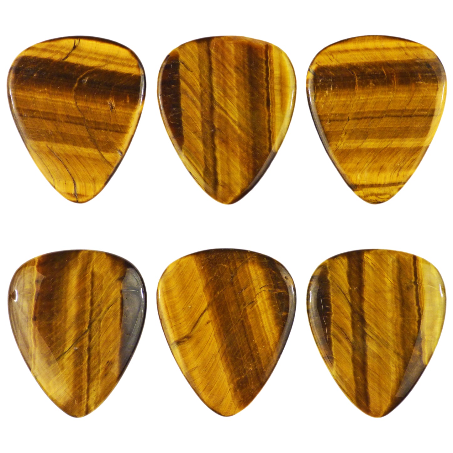 Yellow Tiger's Eye Stone Guitar Or Bass Pick - 3.0 mm Ultra Heavy Gauge - 351 Shape - Specialty Handmade Gemstone Exotic Plectrum