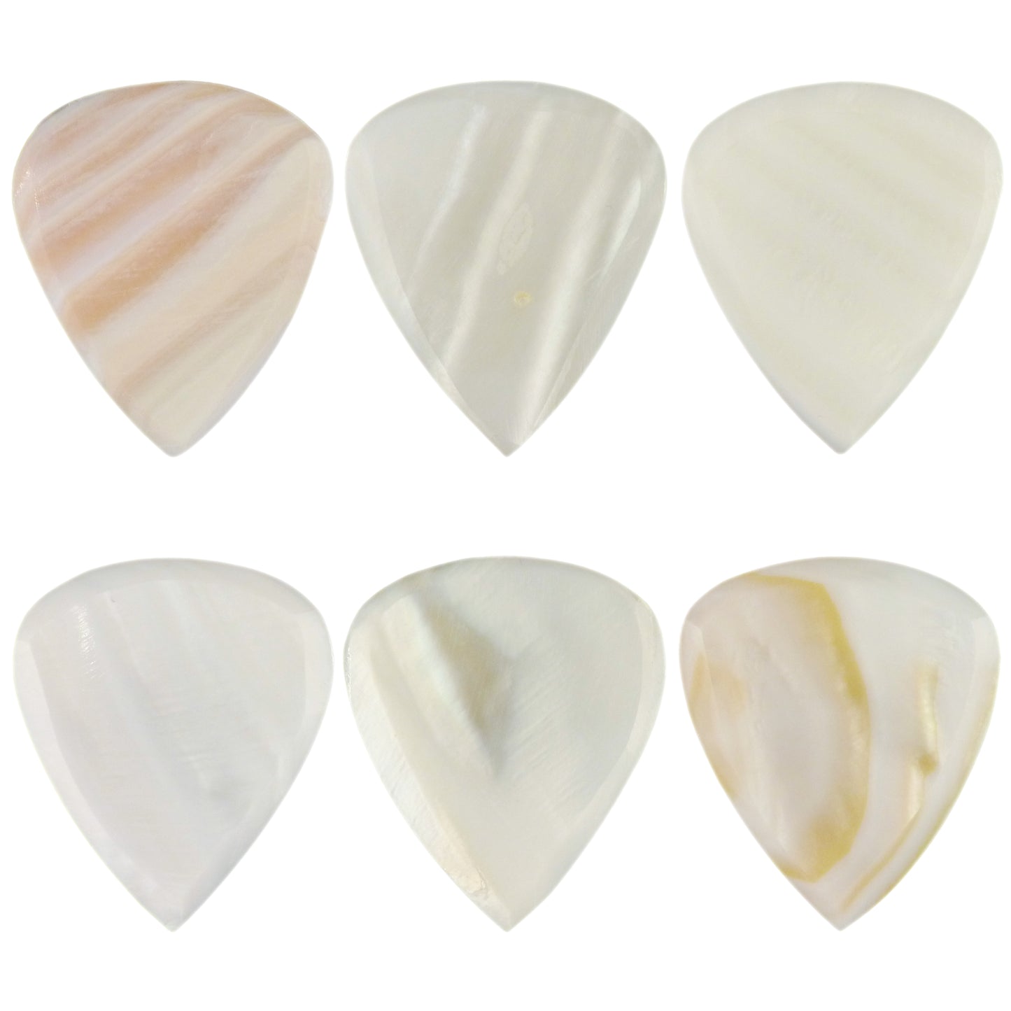 White Abalone Shell Guitar Or Bass Pick - 2.0 mm - 351 Wedge Shape - Handmade Specialty Exotic Luxury Plectrum