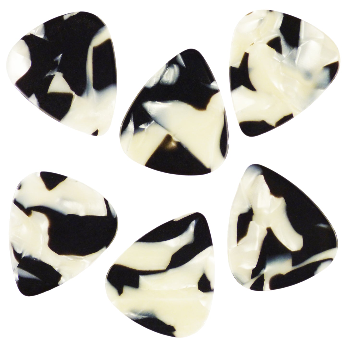 Celluloid Black & White Pearl Guitar Or Bass Pick - 0.71 mm Medium Gauge - 351 Shape