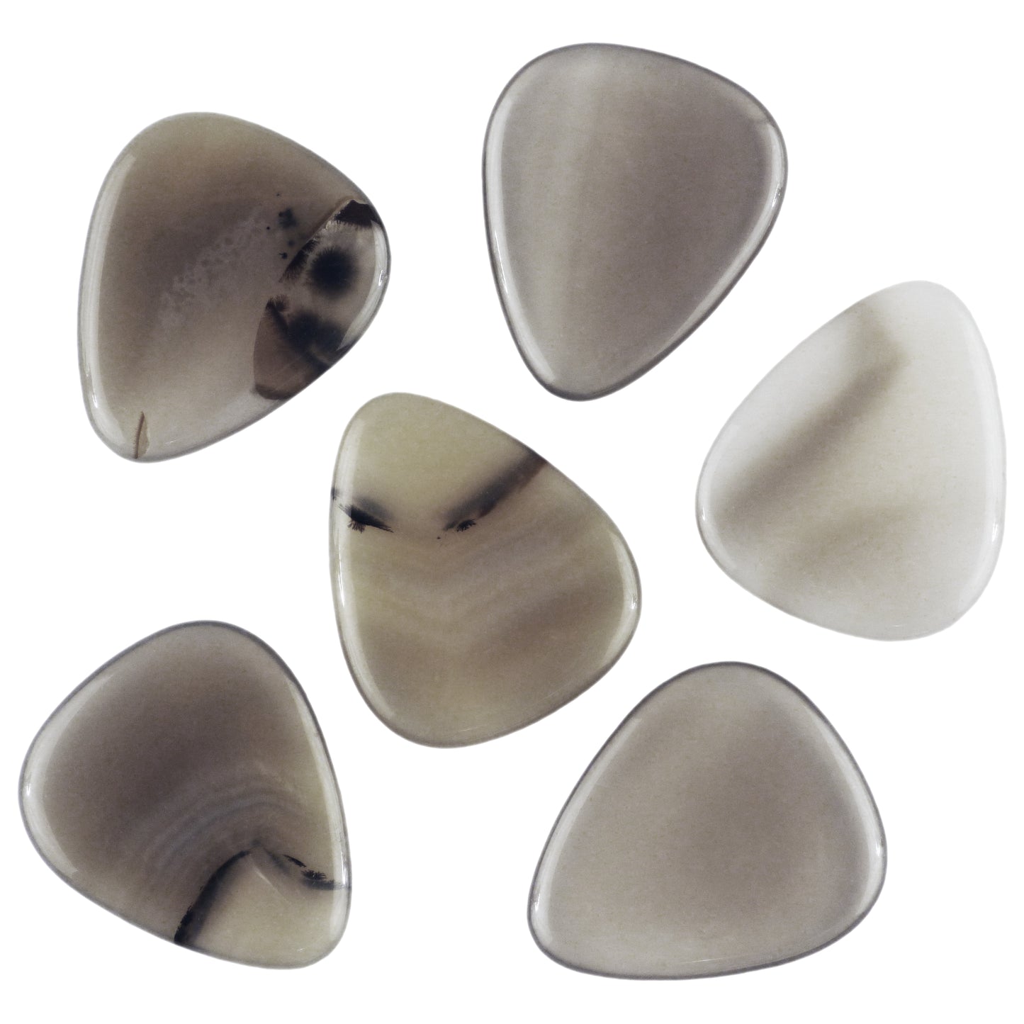 Grey Agate Stone Guitar Or Bass Pick - 3.0 mm Ultra Heavy Gauge - 351 Shape - Specialty Handmade Gemstone Exotic Plectrum