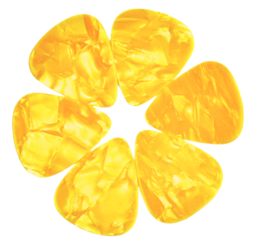 Celluloid Yellow Pearl Guitar Or Bass Pick - 0.71 mm Medium Gauge - 351 Shape