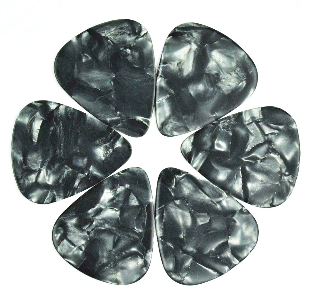 Celluloid Black Pearl Guitar Or Bass Pick - 0.71 mm Medium Gauge - 351 Shape