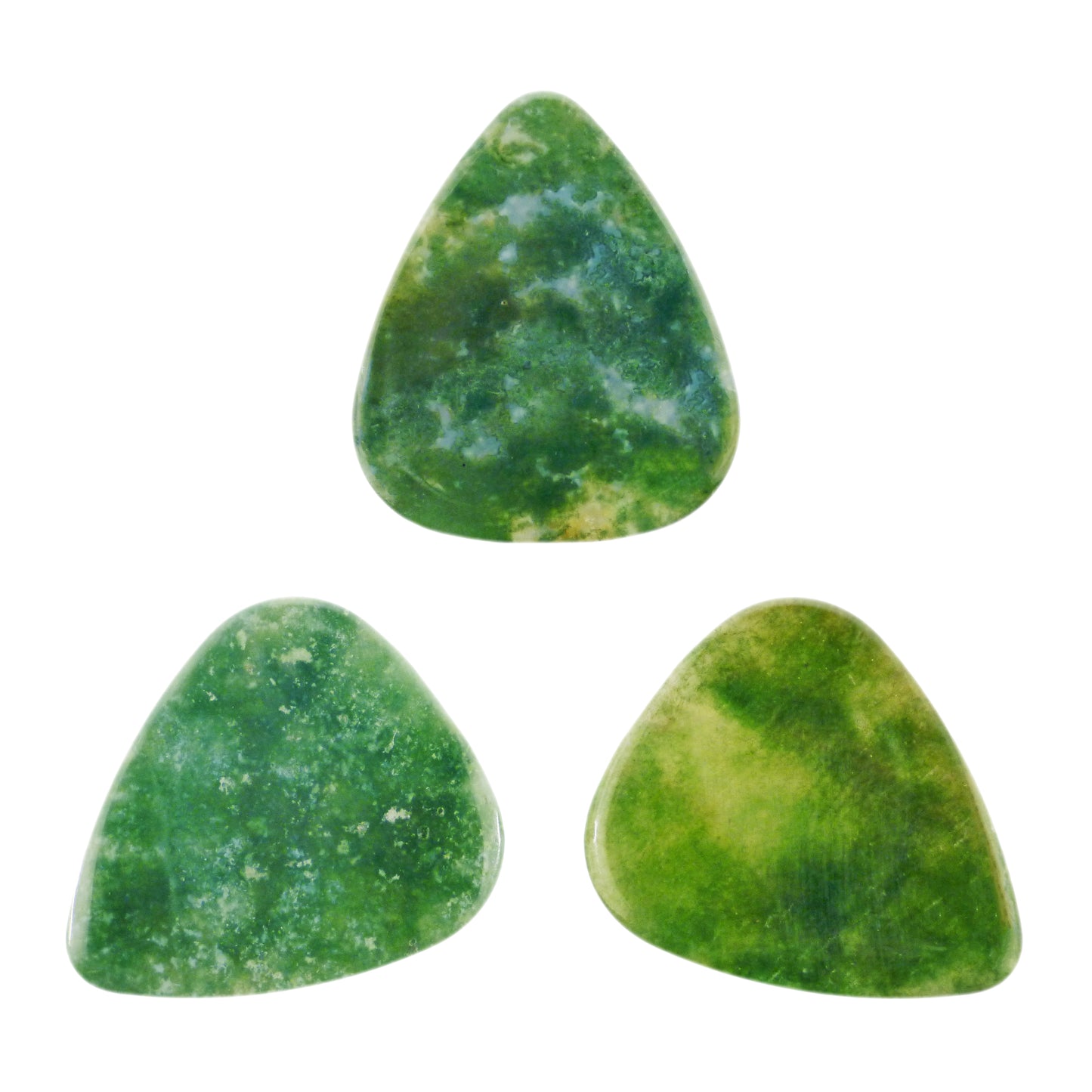 Green Moss Agate Stone Guitar Or Bass Pick - 3.0 mm Ultra Heavy Gauge - 351 Shape - Specialty Handmade Exotic Plectrum