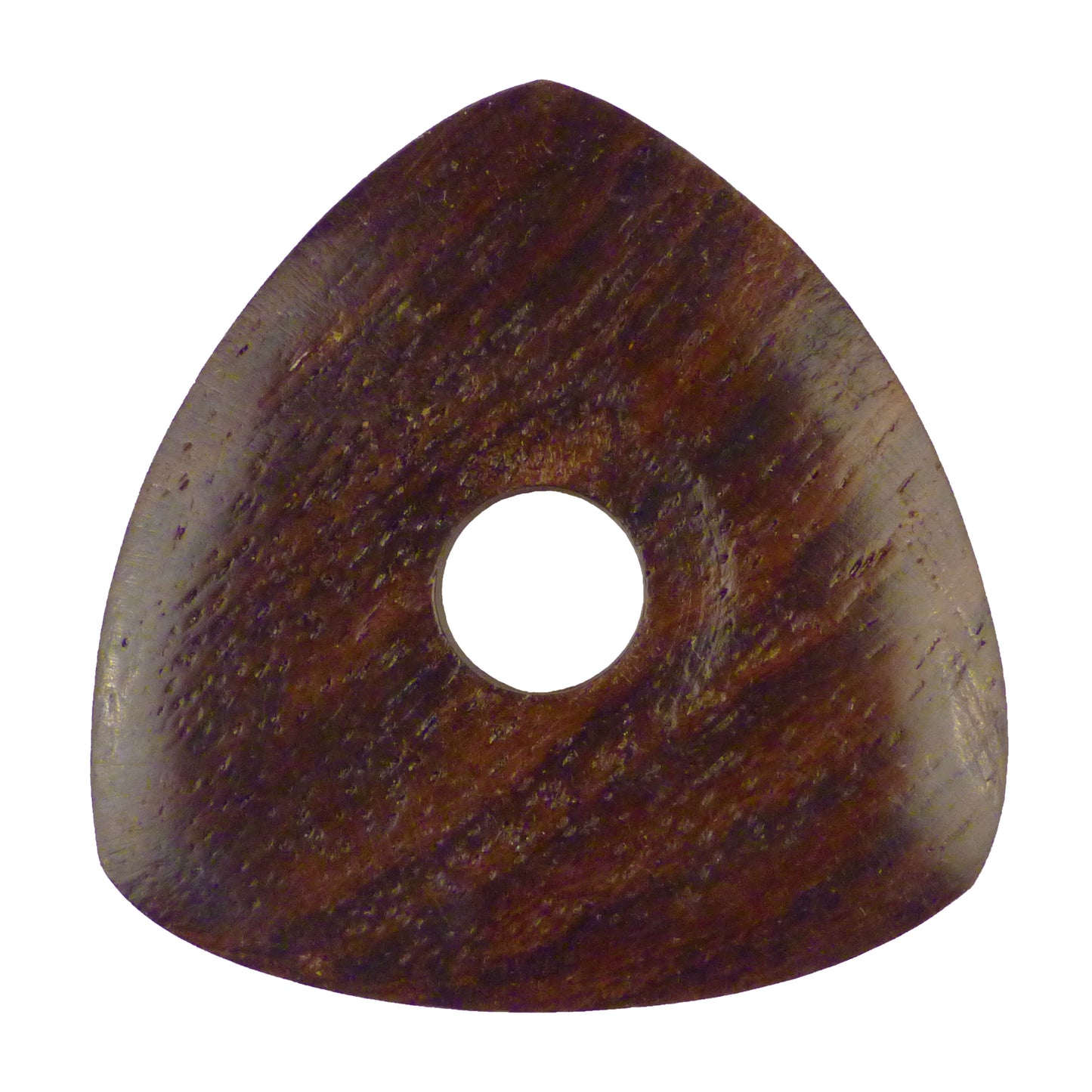 Rosewood Guitar Or Bass Pick - 4.0 mm Ultra Heavy Gauge - 346 Contoured Triangle With Grip Hole Shape - Natural Finish Handmade Specialty Exotic Plectrum