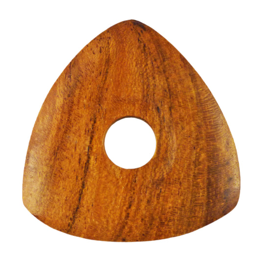 Teak Wood Guitar Or Bass Pick - 4.0 mm Ultra Heavy Gauge - 346 Contoured Triangle With Grip Hole Shape - Natural Finish Handmade Specialty Exotic Plectrum