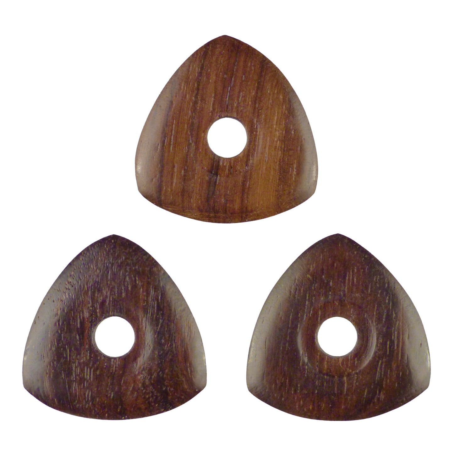 Rosewood Guitar Or Bass Pick - 4.0 mm Ultra Heavy Gauge - 346 Contoured Triangle With Grip Hole Shape - Natural Finish Handmade Specialty Exotic Plectrum