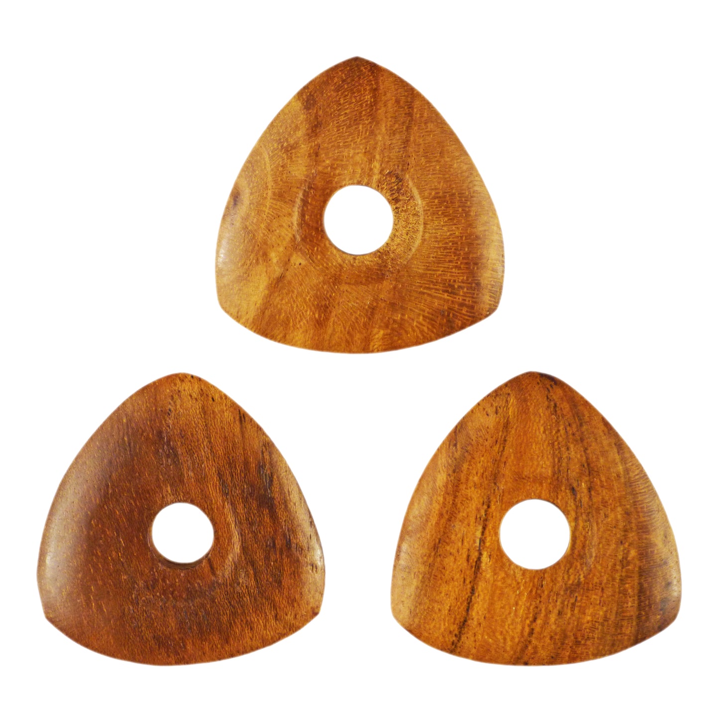 Teak Wood Guitar Or Bass Pick - 4.0 mm Ultra Heavy Gauge - 346 Contoured Triangle With Grip Hole Shape - Natural Finish Handmade Specialty Exotic Plectrum