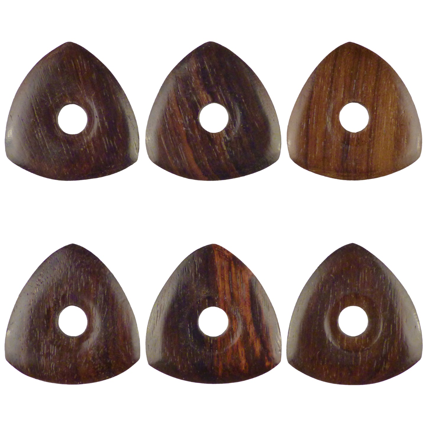 Rosewood Guitar Or Bass Pick - 4.0 mm Ultra Heavy Gauge - 346 Contoured Triangle With Grip Hole Shape - Natural Finish Handmade Specialty Exotic Plectrum