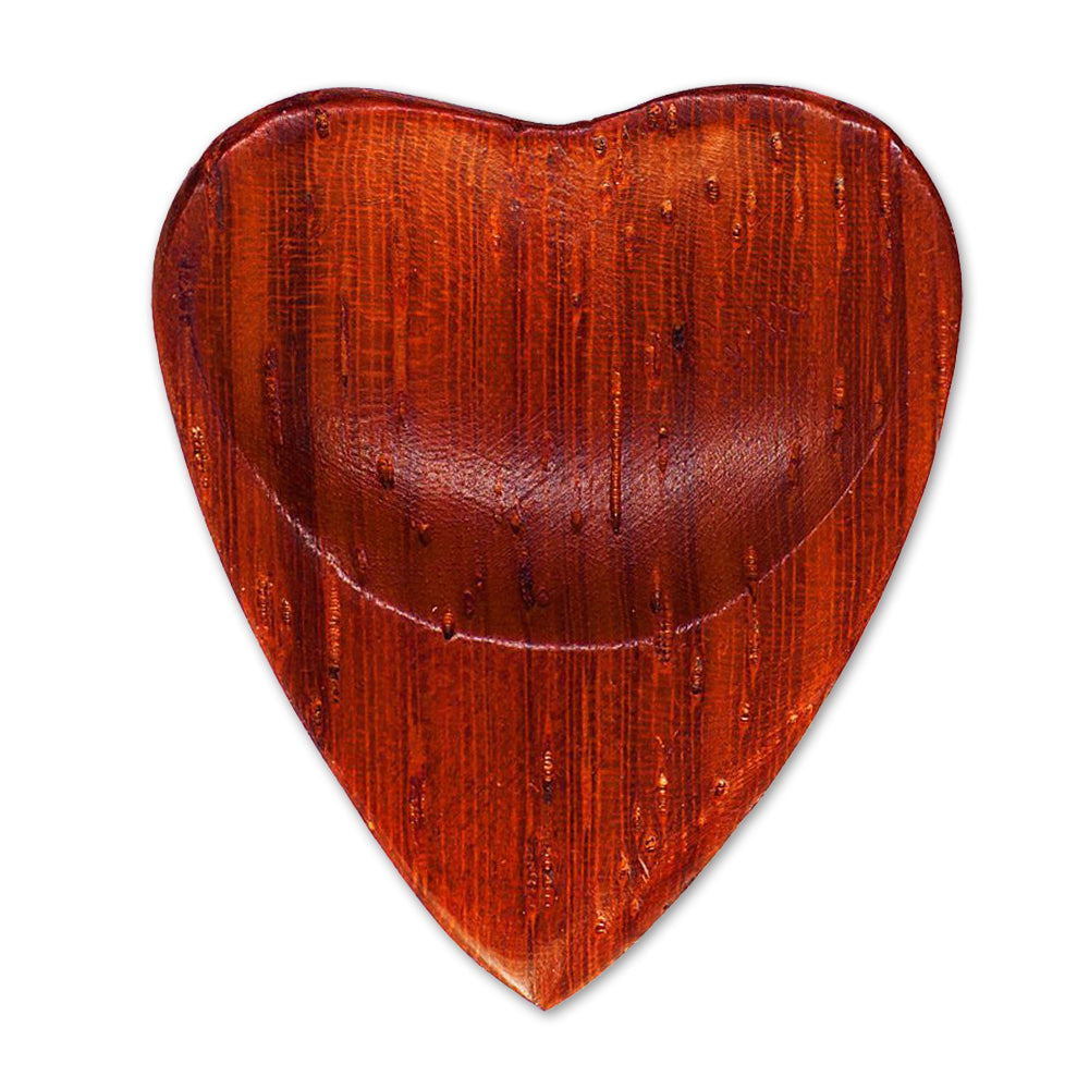 Padauk Wood Guitar Or Bass Pick - 3.0 mm Ultra Heavy Gauge - Heart Shaped - Natural Finish Handmade Specialty Exotic Plectrum