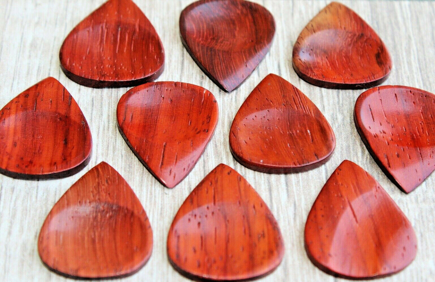 Padauk Wood Guitar Or Bass Pick - 3.0 mm Ultra Heavy Gauge - 351 Groove Shape - Natural Finish Handmade Specialty Exotic Plectrum