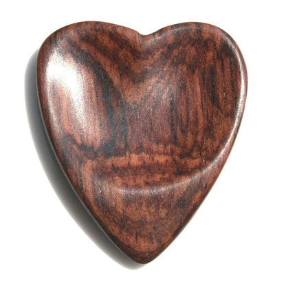 Rosewood Guitar Or Bass Pick - 3.0 mm Ultra Heavy Gauge - Heart Shaped - Natural Finish Handmade Specialty Exotic Plectrum