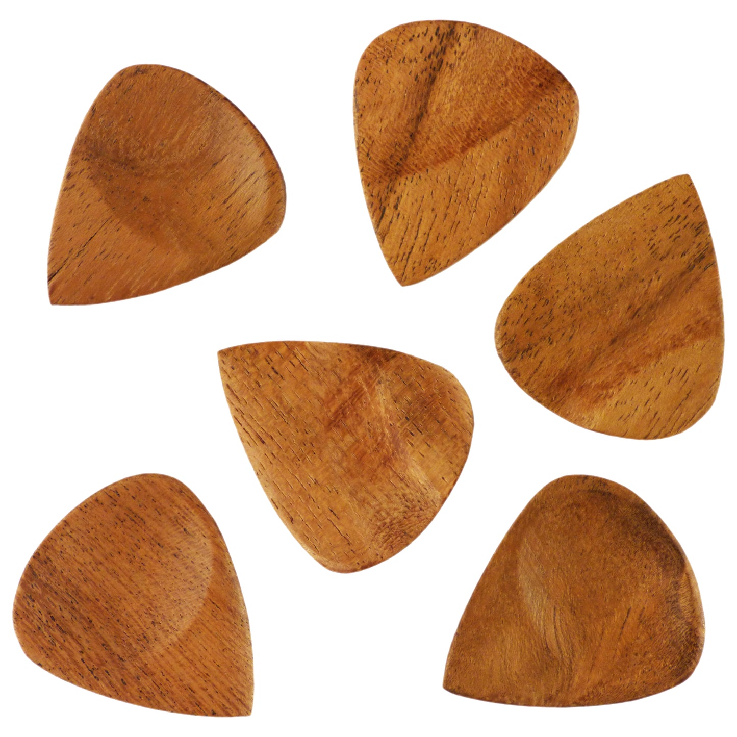 Acacia Wood Guitar Pick - Natural Finish Handmade Specialty Exotic Luxury Plectrum - 6 Pack